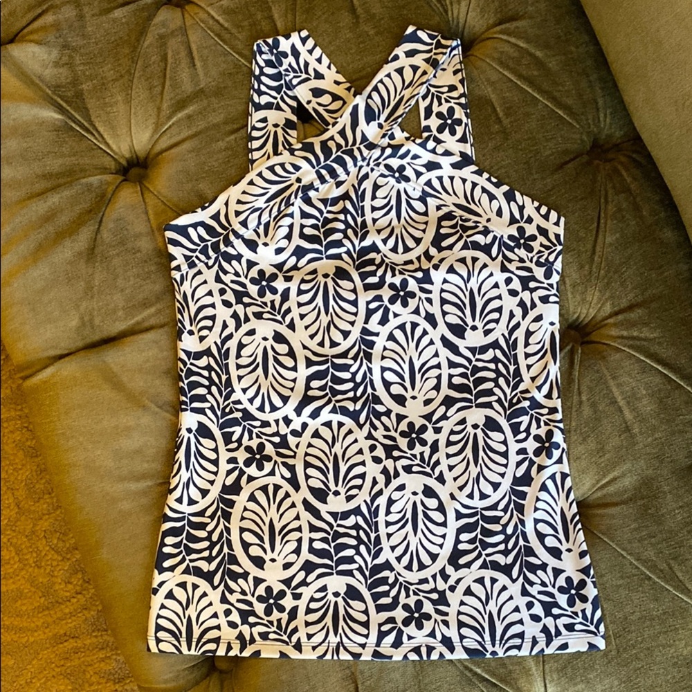 Floral Navy and White Women's Top